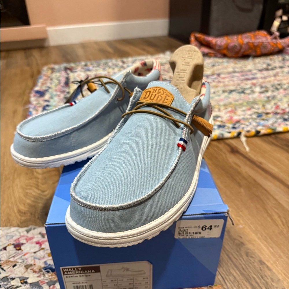 Hey Dude Men's Light Blue Loafers